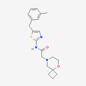 molecular formula C20H25N3O2S B6911663 N-[5-[(3-methylphenyl)methyl]-1,3-thiazol-2-yl]-2-(5-oxa-8-azaspiro[3.5]nonan-8-yl)acetamide 
