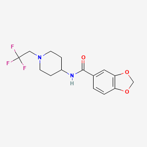 molecular formula C15H17F3N2O3 B6911725 N-[1-(2,2,2-trifluoroethyl)piperidin-4-yl]-1,3-benzodioxole-5-carboxamide 