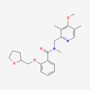 molecular formula C22H28N2O4 B6911748 N-[(4-methoxy-3,5-dimethylpyridin-2-yl)methyl]-N-methyl-2-(oxolan-2-ylmethoxy)benzamide 
