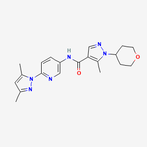molecular formula C20H24N6O2 B6911787 N-[6-(3,5-dimethylpyrazol-1-yl)pyridin-3-yl]-5-methyl-1-(oxan-4-yl)pyrazole-4-carboxamide 