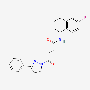 molecular formula C23H24FN3O2 B6911912 N-(6-fluoro-1,2,3,4-tetrahydronaphthalen-1-yl)-4-oxo-4-(5-phenyl-3,4-dihydropyrazol-2-yl)butanamide 