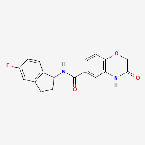 molecular formula C18H15FN2O3 B6912019 N-(5-fluoro-2,3-dihydro-1H-inden-1-yl)-3-oxo-4H-1,4-benzoxazine-6-carboxamide 