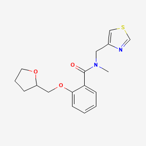 molecular formula C17H20N2O3S B6912107 N-methyl-2-(oxolan-2-ylmethoxy)-N-(1,3-thiazol-4-ylmethyl)benzamide 