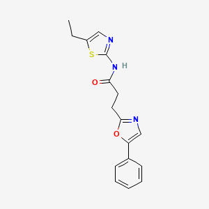 molecular formula C17H17N3O2S B6912213 N-(5-ethyl-1,3-thiazol-2-yl)-3-(5-phenyl-1,3-oxazol-2-yl)propanamide 