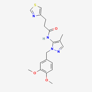 molecular formula C19H22N4O3S B6912220 N-[2-[(3,4-dimethoxyphenyl)methyl]-4-methylpyrazol-3-yl]-3-(1,3-thiazol-4-yl)propanamide 