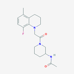 molecular formula C19H26FN3O2 B6912257 N-[1-[2-(8-fluoro-5-methyl-3,4-dihydro-2H-quinolin-1-yl)acetyl]piperidin-3-yl]acetamide 