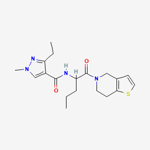 molecular formula C19H26N4O2S B6912280 N-[1-(6,7-dihydro-4H-thieno[3,2-c]pyridin-5-yl)-1-oxopentan-2-yl]-3-ethyl-1-methylpyrazole-4-carboxamide 