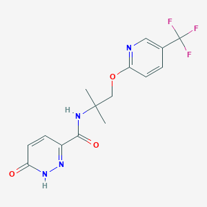 molecular formula C15H15F3N4O3 B6912291 N-[2-methyl-1-[5-(trifluoromethyl)pyridin-2-yl]oxypropan-2-yl]-6-oxo-1H-pyridazine-3-carboxamide 