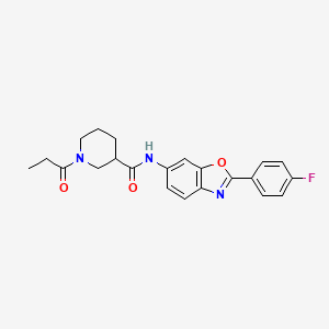 molecular formula C22H22FN3O3 B6912306 N-[2-(4-fluorophenyl)-1,3-benzoxazol-6-yl]-1-propanoylpiperidine-3-carboxamide 
