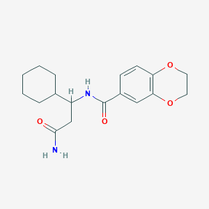molecular formula C18H24N2O4 B6912345 N-(3-amino-1-cyclohexyl-3-oxopropyl)-2,3-dihydro-1,4-benzodioxine-6-carboxamide 