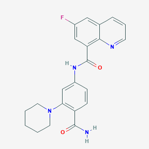 molecular formula C22H21FN4O2 B6912404 N-(4-carbamoyl-3-piperidin-1-ylphenyl)-6-fluoroquinoline-8-carboxamide 