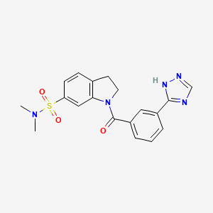 molecular formula C19H19N5O3S B6912415 N,N-dimethyl-1-[3-(1H-1,2,4-triazol-5-yl)benzoyl]-2,3-dihydroindole-6-sulfonamide 