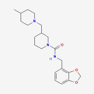 molecular formula C21H31N3O3 B6912445 N-(1,3-benzodioxol-4-ylmethyl)-3-[(4-methylpiperidin-1-yl)methyl]piperidine-1-carboxamide 