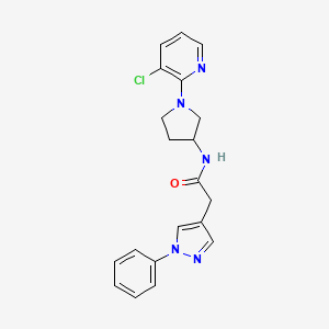 molecular formula C20H20ClN5O B6912617 N-[1-(3-chloropyridin-2-yl)pyrrolidin-3-yl]-2-(1-phenylpyrazol-4-yl)acetamide 