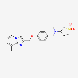 molecular formula C21H25N3O3S B6912800 N-methyl-N-[[4-[(8-methylimidazo[1,2-a]pyridin-2-yl)methoxy]phenyl]methyl]-1,1-dioxothiolan-3-amine 