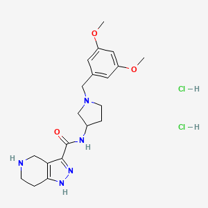molecular formula C20H29Cl2N5O3 B6912877 N-[1-[(3,5-dimethoxyphenyl)methyl]pyrrolidin-3-yl]-4,5,6,7-tetrahydro-1H-pyrazolo[4,3-c]pyridine-3-carboxamide;dihydrochloride 