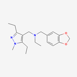 molecular formula C19H27N3O2 B6912990 N-(1,3-benzodioxol-5-ylmethyl)-N-[(3,5-diethyl-1-methylpyrazol-4-yl)methyl]ethanamine 