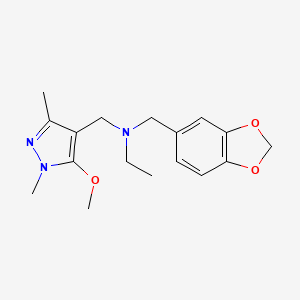 molecular formula C17H23N3O3 B6913002 N-(1,3-benzodioxol-5-ylmethyl)-N-[(5-methoxy-1,3-dimethylpyrazol-4-yl)methyl]ethanamine 