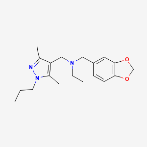 molecular formula C19H27N3O2 B6913019 N-(1,3-benzodioxol-5-ylmethyl)-N-[(3,5-dimethyl-1-propylpyrazol-4-yl)methyl]ethanamine 