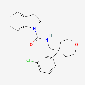 molecular formula C21H23ClN2O2 B6913143 N-[[4-(3-chlorophenyl)oxan-4-yl]methyl]-2,3-dihydroindole-1-carboxamide 