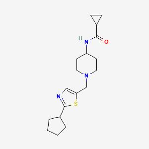 molecular formula C18H27N3OS B6913170 N-[1-[(2-cyclopentyl-1,3-thiazol-5-yl)methyl]piperidin-4-yl]cyclopropanecarboxamide 