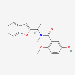 molecular formula C19H19NO4 B6913239 N-[1-(1-benzofuran-2-yl)ethyl]-5-hydroxy-2-methoxy-N-methylbenzamide 