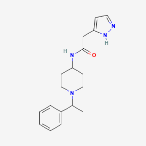 molecular formula C18H24N4O B6913254 N-[1-(1-phenylethyl)piperidin-4-yl]-2-(1H-pyrazol-5-yl)acetamide 