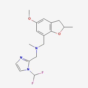 molecular formula C17H21F2N3O2 B6913317 N-[[1-(difluoromethyl)imidazol-2-yl]methyl]-1-(5-methoxy-2-methyl-2,3-dihydro-1-benzofuran-7-yl)-N-methylmethanamine 