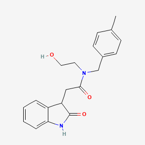 molecular formula C20H22N2O3 B6913413 N-(2-hydroxyethyl)-N-[(4-methylphenyl)methyl]-2-(2-oxo-1,3-dihydroindol-3-yl)acetamide 