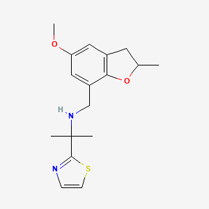 molecular formula C17H22N2O2S B6913420 N-[(5-methoxy-2-methyl-2,3-dihydro-1-benzofuran-7-yl)methyl]-2-(1,3-thiazol-2-yl)propan-2-amine 