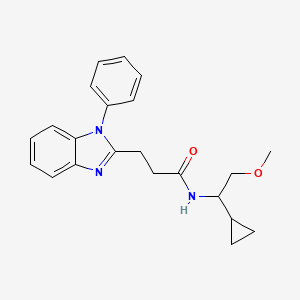 molecular formula C22H25N3O2 B6913439 N-(1-cyclopropyl-2-methoxyethyl)-3-(1-phenylbenzimidazol-2-yl)propanamide 