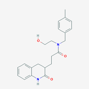 molecular formula C22H26N2O3 B6913517 N-(2-hydroxyethyl)-N-[(4-methylphenyl)methyl]-3-(2-oxo-3,4-dihydro-1H-quinolin-3-yl)propanamide 