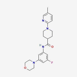 molecular formula C22H27FN4O2 B6913617 N-(3-fluoro-5-morpholin-4-ylphenyl)-1-(5-methylpyridin-2-yl)piperidine-4-carboxamide 