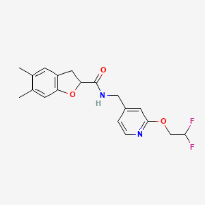 molecular formula C19H20F2N2O3 B6913663 N-[[2-(2,2-difluoroethoxy)pyridin-4-yl]methyl]-5,6-dimethyl-2,3-dihydro-1-benzofuran-2-carboxamide 