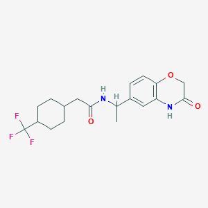 molecular formula C19H23F3N2O3 B6913692 N-[1-(3-oxo-4H-1,4-benzoxazin-6-yl)ethyl]-2-[4-(trifluoromethyl)cyclohexyl]acetamide 