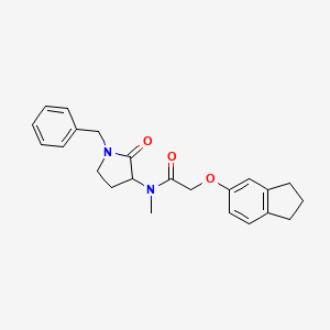 molecular formula C23H26N2O3 B6913699 N-(1-benzyl-2-oxopyrrolidin-3-yl)-2-(2,3-dihydro-1H-inden-5-yloxy)-N-methylacetamide 