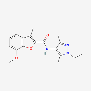 molecular formula C18H21N3O3 B6913703 N-(1-ethyl-3,5-dimethylpyrazol-4-yl)-7-methoxy-3-methyl-1-benzofuran-2-carboxamide 