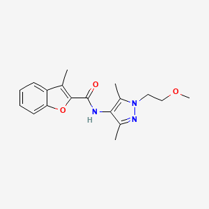 molecular formula C18H21N3O3 B6913747 N-[1-(2-methoxyethyl)-3,5-dimethylpyrazol-4-yl]-3-methyl-1-benzofuran-2-carboxamide 