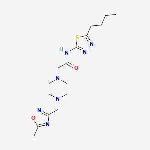 molecular formula C16H25N7O2S B6913754 N-(5-butyl-1,3,4-thiadiazol-2-yl)-2-[4-[(5-methyl-1,2,4-oxadiazol-3-yl)methyl]piperazin-1-yl]acetamide 