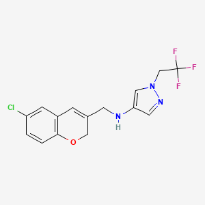 molecular formula C15H13ClF3N3O B6913899 N-[(6-chloro-2H-chromen-3-yl)methyl]-1-(2,2,2-trifluoroethyl)pyrazol-4-amine 