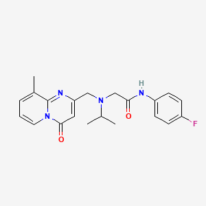 molecular formula C21H23FN4O2 B6913907 N-(4-fluorophenyl)-2-[(9-methyl-4-oxopyrido[1,2-a]pyrimidin-2-yl)methyl-propan-2-ylamino]acetamide 