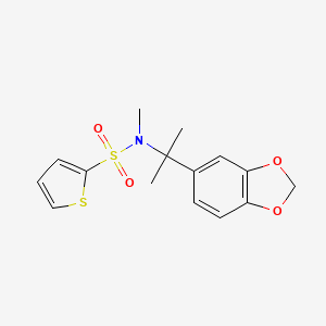 molecular formula C15H17NO4S2 B6913948 N-[2-(1,3-benzodioxol-5-yl)propan-2-yl]-N-methylthiophene-2-sulfonamide 