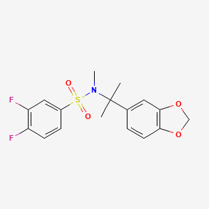molecular formula C17H17F2NO4S B6913960 N-[2-(1,3-benzodioxol-5-yl)propan-2-yl]-3,4-difluoro-N-methylbenzenesulfonamide 