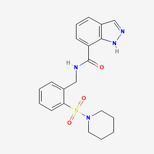 molecular formula C20H22N4O3S B6914000 N-[(2-piperidin-1-ylsulfonylphenyl)methyl]-1H-indazole-7-carboxamide 