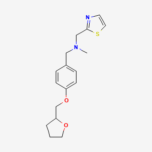molecular formula C17H22N2O2S B6914077 N-methyl-1-[4-(oxolan-2-ylmethoxy)phenyl]-N-(1,3-thiazol-2-ylmethyl)methanamine 