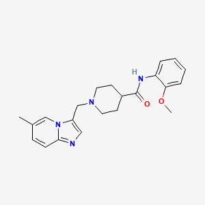 molecular formula C22H26N4O2 B6914216 N-(2-methoxyphenyl)-1-[(6-methylimidazo[1,2-a]pyridin-3-yl)methyl]piperidine-4-carboxamide 