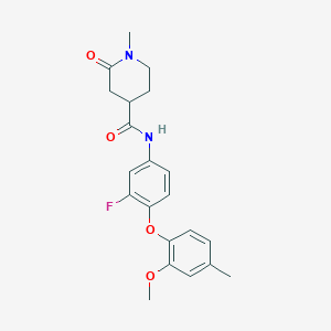 molecular formula C21H23FN2O4 B6914261 N-[3-fluoro-4-(2-methoxy-4-methylphenoxy)phenyl]-1-methyl-2-oxopiperidine-4-carboxamide 