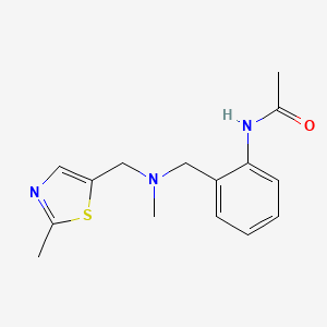 molecular formula C15H19N3OS B6914307 N-[2-[[methyl-[(2-methyl-1,3-thiazol-5-yl)methyl]amino]methyl]phenyl]acetamide 