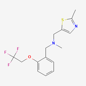 molecular formula C15H17F3N2OS B6914339 N-methyl-N-[(2-methyl-1,3-thiazol-5-yl)methyl]-1-[2-(2,2,2-trifluoroethoxy)phenyl]methanamine 