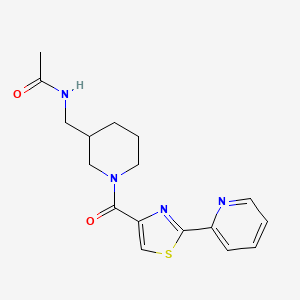 molecular formula C17H20N4O2S B6914478 N-[[1-(2-pyridin-2-yl-1,3-thiazole-4-carbonyl)piperidin-3-yl]methyl]acetamide 